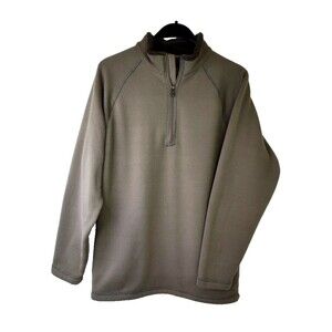 Buckhorn River Men 1/4 Zip Pullover Olive Green Sweatshirt Sz L Long Sleeve